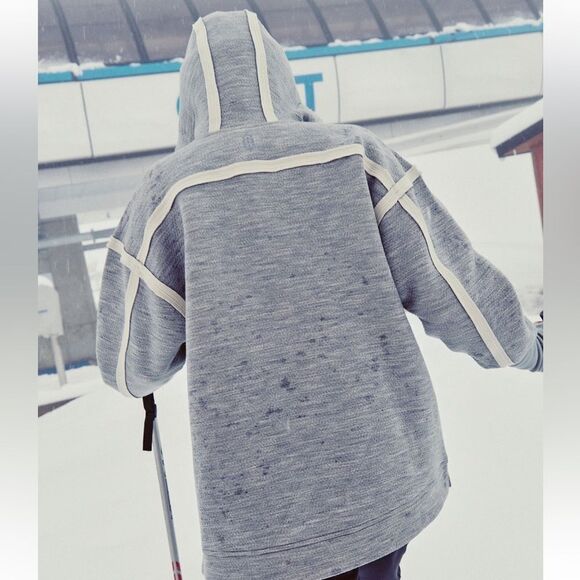 Free People FP Movement Feel the Heat Merino Hoodie Pullover Heather Grey Combo - Picture 3 of 7